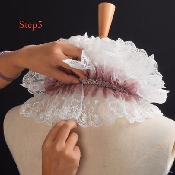 🔥HOST PICK🔥Victorian Steampunk Gothic Style Tudor Elizabethan Neck Ruff Lace - Picture 8 of 9